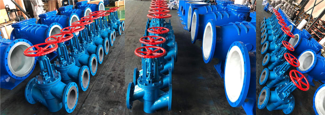 straight type rubber lined globe valves for corrosive service