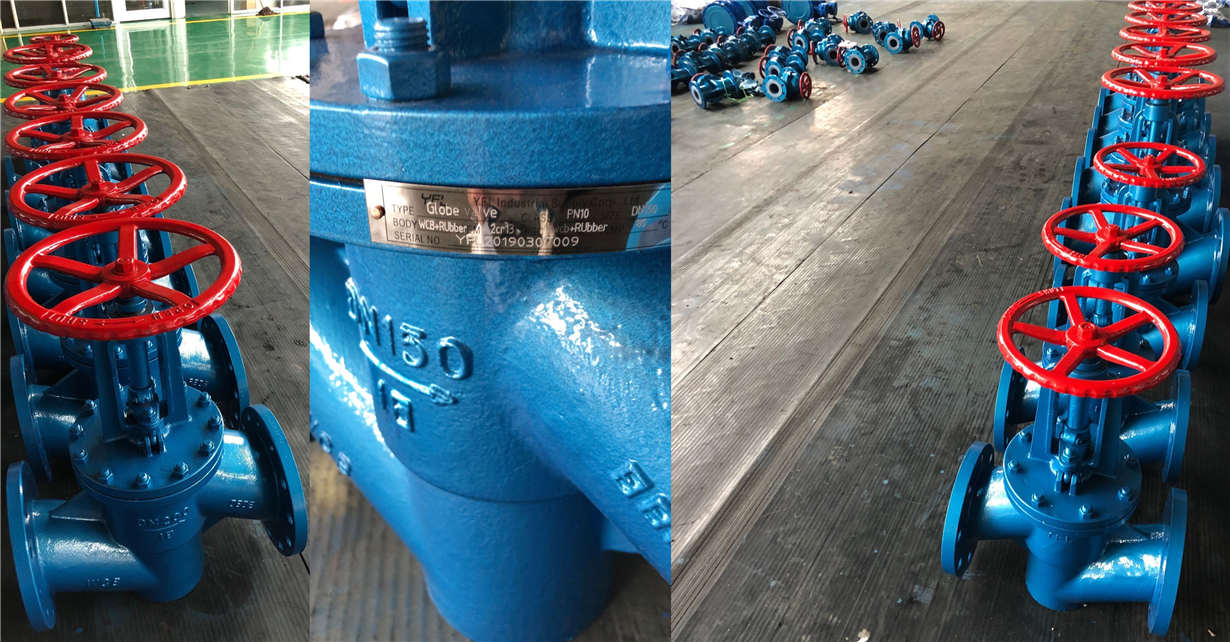 corrosion resistant rubber lined straight type globe valves