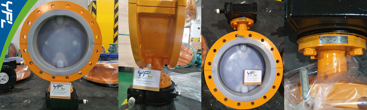 YFL DN400 Corrosion Resistant PFA Lined butterfly valves