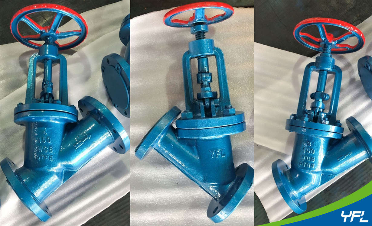 Rubber lined Y type globe valves