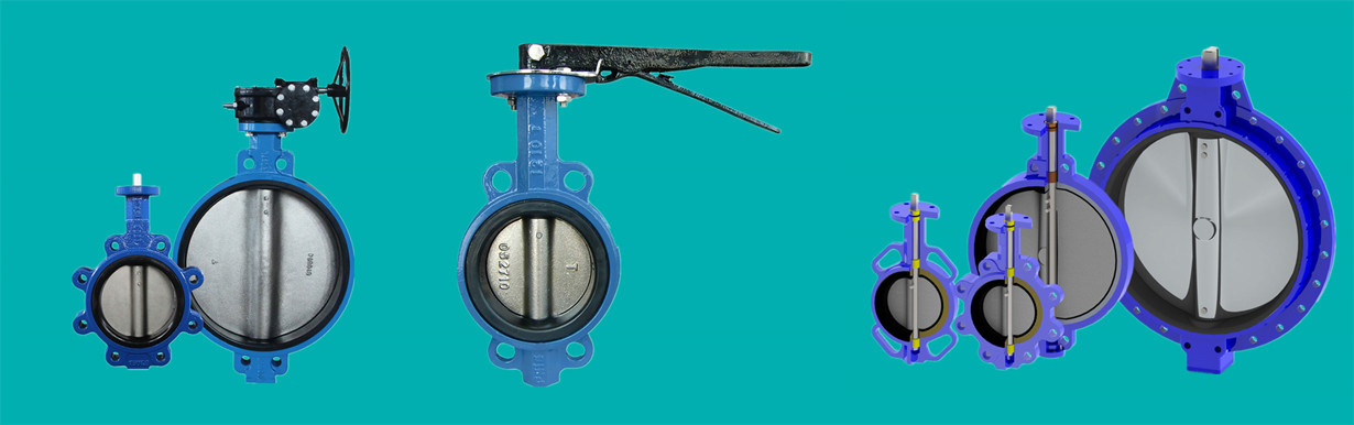 Wafer rubber seat concentric butterfly valves